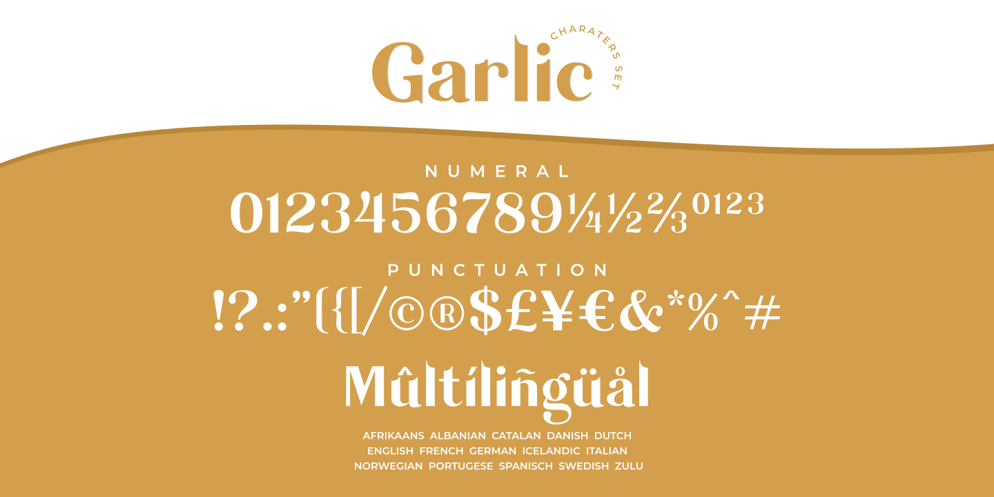 Пример шрифта Garlic Italic